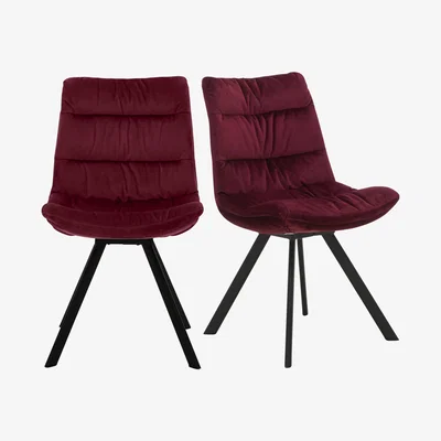 Furniture Village Diego Pair of Velvet Dining Chairs - Red