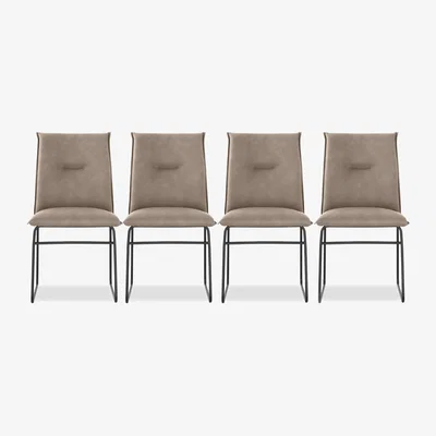 Furniture Village Connubia - Maya Set of 4 Black Metal Leg Dining Chairs - Desert
