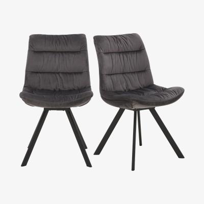 Furniture Village Diego Pair of Velvet Dining Chairs - Grey