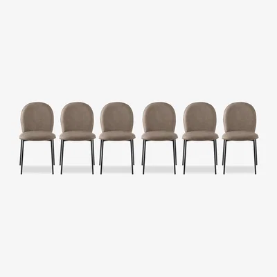 Furniture Village Connubia - Riley Set of 6 Mid Black Metal Leg Dining Chairs - Desert
