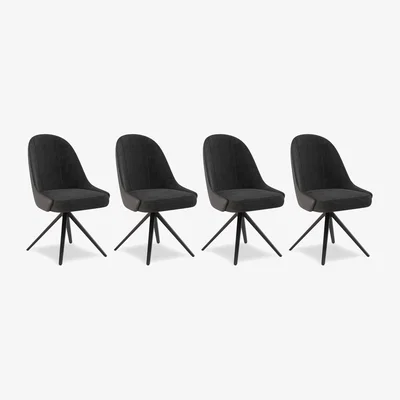 Furniture Village Jose Set of 4 Swivel Dining Chairs - Anthracite