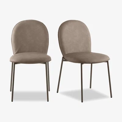 Furniture Village Connubia - Riley Pair of Mid Lava Metal Leg Dining Chairs - Desert