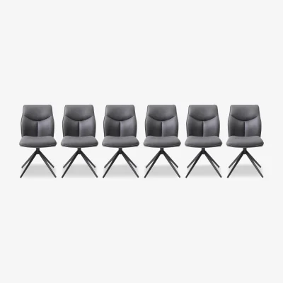 Furniture Village Bastille Set of 6 Faux Leather Swivel Dining Chairs
