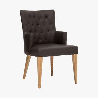 Furniture Village Dorset Pair of Faux Leather Dining Armchairs