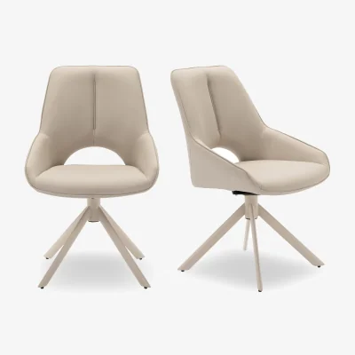 Furniture Village Tino Pair of Faux Leather Swivel Dining Chairs