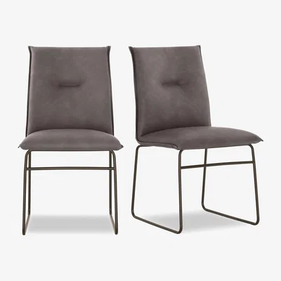 Furniture Village Connubia - Maya Pair of Lava Metal Leg Dining Chairs - Lava