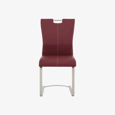 Furniture Village Ideas Handle-Back Dining Chair with Square-Edged Cantilever Base with Curve Detail - Red