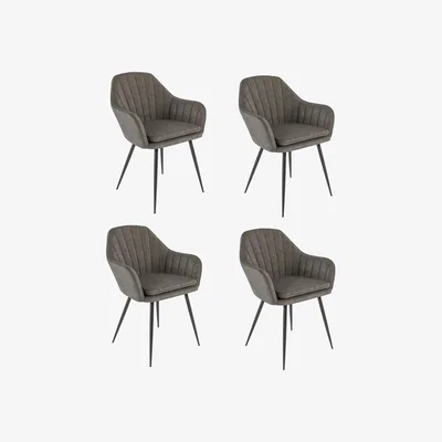 Furniture123 Set Of 4 Dove Grey Faux Leather Tub Dining Chairs - Logan