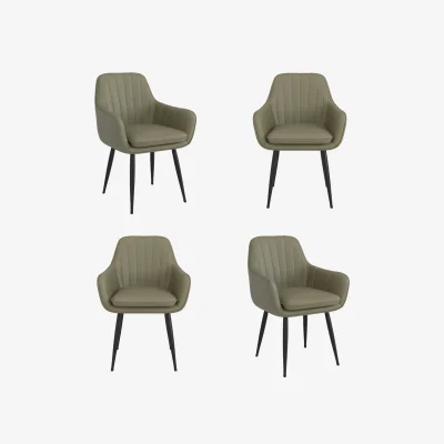 Furniture123 Set of 4 Sage Green Faux Leather Dining Chairs - Logan