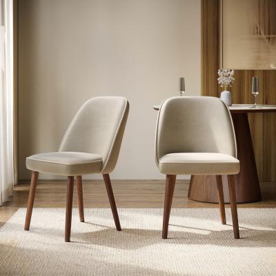 Furniture123 Set of 2 Taupe Chenille Dining Chairs with Contrast Piped Detail - Claudia