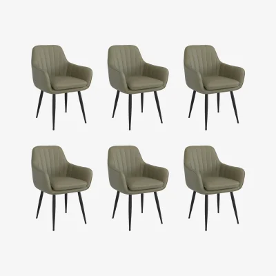 Furniture123 Set of 6 Sage Green Faux Leather Dining Chairs - Logan