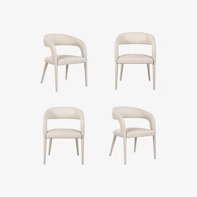 Furniture123 Set of 4 Beige Real Leather Dining Chairs - Josie