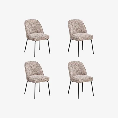 Furniture123 Set of 4 Curved Dining Chairs in Multi Coloured Fabric - Celia
