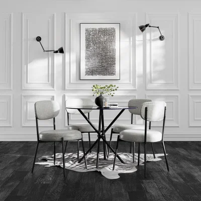 Furniture123 Set of 2 Grey Faux Leather Dining Chairs - Smith
