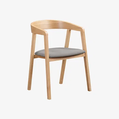 Furniture123 Solid Oak Carver Dining Chair with Grey Woven Seat - Anders
