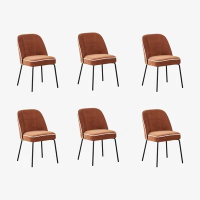 Furniture123 Set of 6 Burnt Orange Upholstered Dining Chairs - Celia