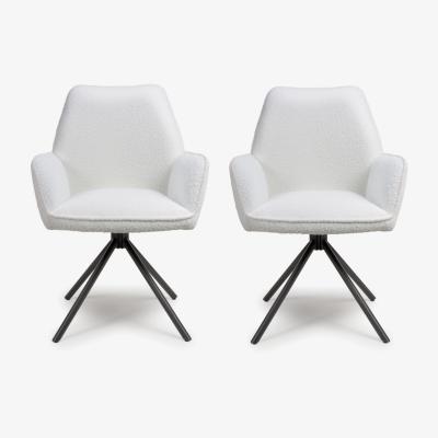 Furniture123 Set of 2 Cream Boucle Dining Chairs - Alva