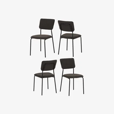 Furniture123 Set of 4 Grey Boucle Fabric Dining Chairs Sheldon- Seconique