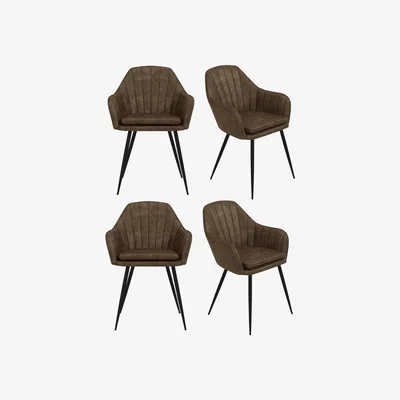 Furniture123 Set of 4 Brown Faux Leather Dining Chairs - Logan