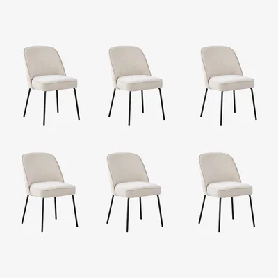Furniture123 Set of 6 Beige Upholstered Dining Chairs with Piped Detail - Celia
