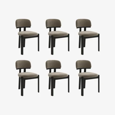 Furniture123 Set of 6 Mink Velvet Dining Chairs - Otto