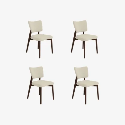 Furniture123 Set of 4 Beige Upholstered Dining Chairs with Walnut Legs - Greta