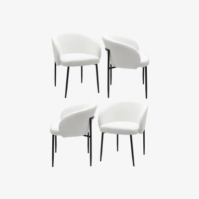 Furniture123 Set of 4 White Boucle Dining Chairs - Cora