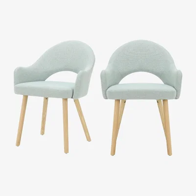 Furniture123 Set of 2 Blue Herringbone Fabric Dining Chairs with Oak Legs - Colbie