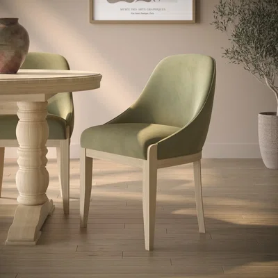 Furniture123 Sage Green Velvet Dining Chair with Solid Wood Legs - Madeline