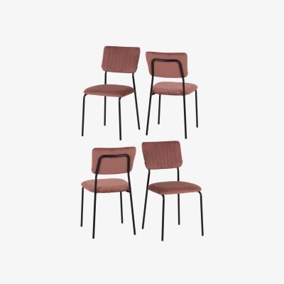 Furniture123 Set of 4 Pink Velvet Dining Chairs Sheldon- Seconique