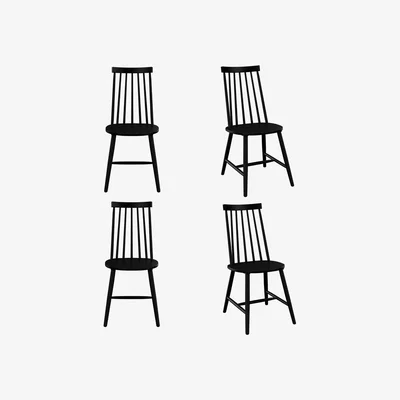 Furniture123 Set of 4 Black Wooden Spindle Dining Chairs - Cami