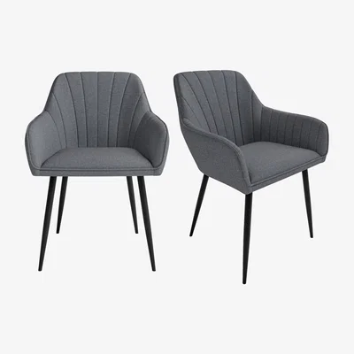Furniture123 Set of 2 Grey Fabric Tub Dining Chairs - Logan