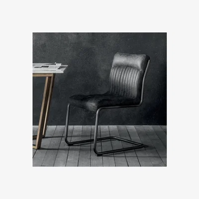Furniture123 Genuine Leather Upholstered Dining Chair in Antique Ebony - Caspian House