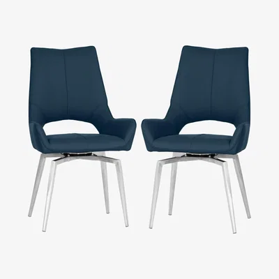 Furniture123 Revel Set Of 2 Swivel Dining Chairs - Blue