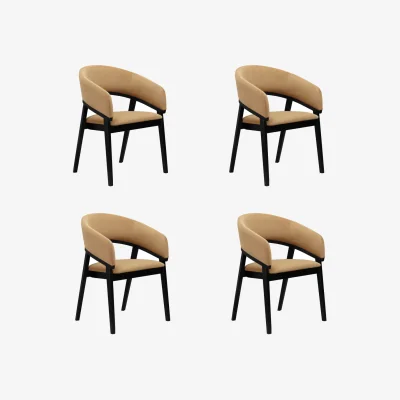 Furniture123 Set of 4 Black and Brown Velvet Curved Dining Chairs - Owen