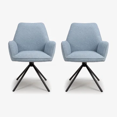 Furniture123 Set of 2 Blue Boucle Dining Chairs - Alva