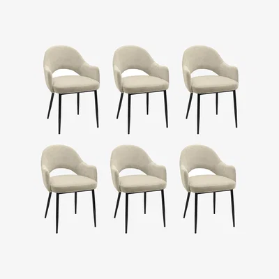 Furniture123 Set of 6 Beige Upholstered Dining Chairs - Colbie
