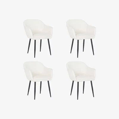 Furniture123 Set of 4 Cream Boucle Tub Dining Chairs - Ally