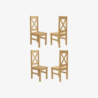 Furniture123 Set of 4 Pine Cross Back Dining Chairs - Emerson