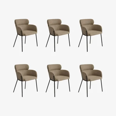 Furniture123 Set of 6 Beige Faux Leather Curved Dining Chairs - Isla