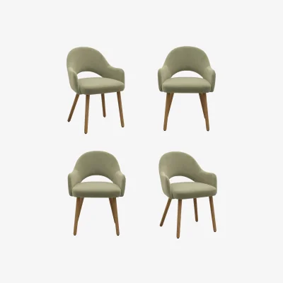 Furniture123 Set of 4 Sage Green Velvet Dining Chairs with Oak Legs - Colbie