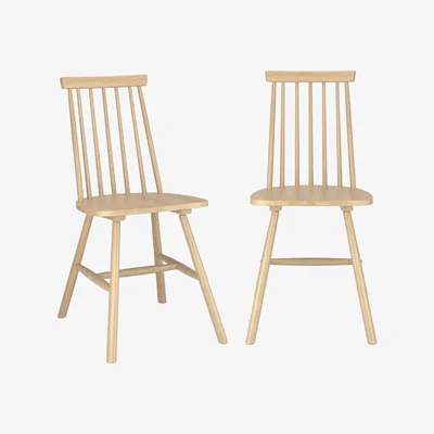 Furniture123 Set of 2 Light Oak Spindle Dining Chairs - Cami