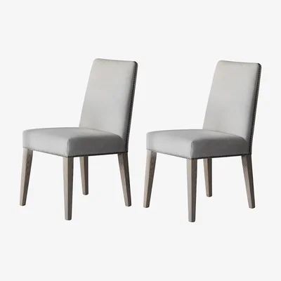 Furniture123 Set of 2 grey dining chairs with Dark wood legs-Madie