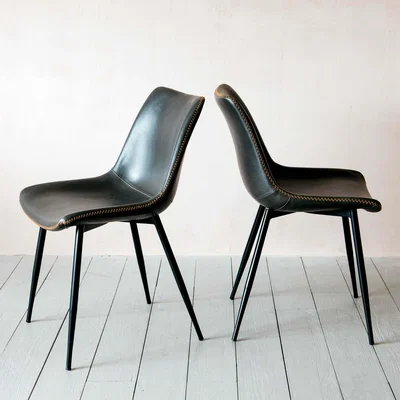 Graham & Green Graham and Green Set of Two Black Novak Chairs