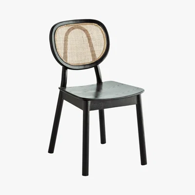 Graham & Green Black Elm and Rattan Chair