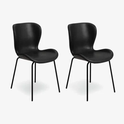 Habitat Habitat Etta Pair of Faux Leather Dining Chair - Black