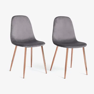 Habitat Habitat Beni Pair of Velvet Dining Chairs - Charcoal