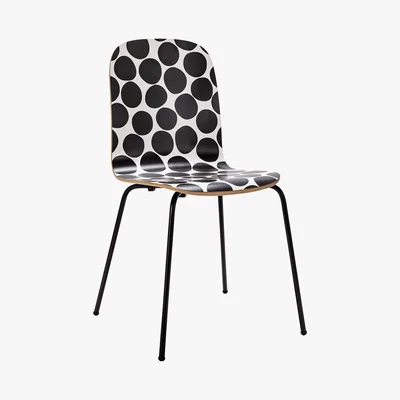 Habitat Kirby Black And White Spot Oak Dining Chair, Black And White