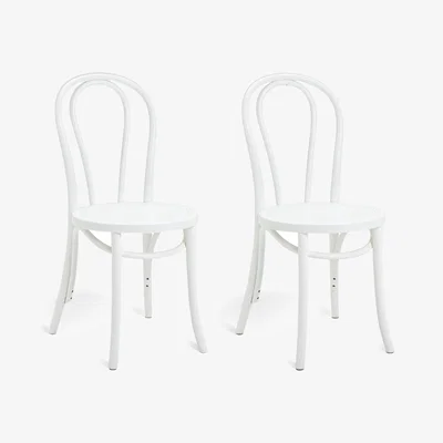 Habitat Habitat Larsa Pair of Solid Wood Dining Chairs - White