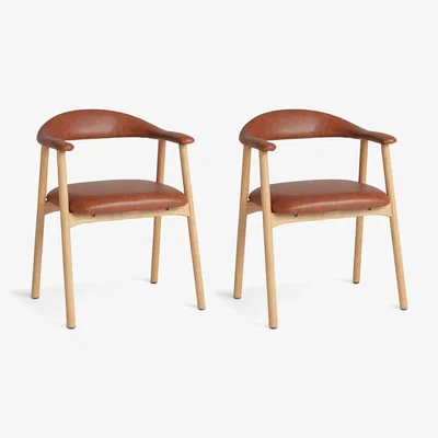 Habitat Habitat Lex Pair of Faux Leather Dining Chair - Tan